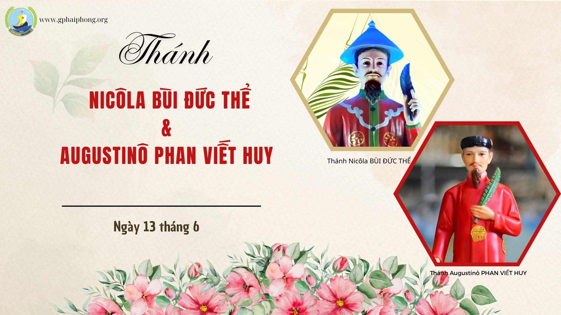 Thánh Nicôla Bùi Đức Thể, Augustinô Phan Viết Huy, tử đạo ngày 13 tháng 06 năm 1839
